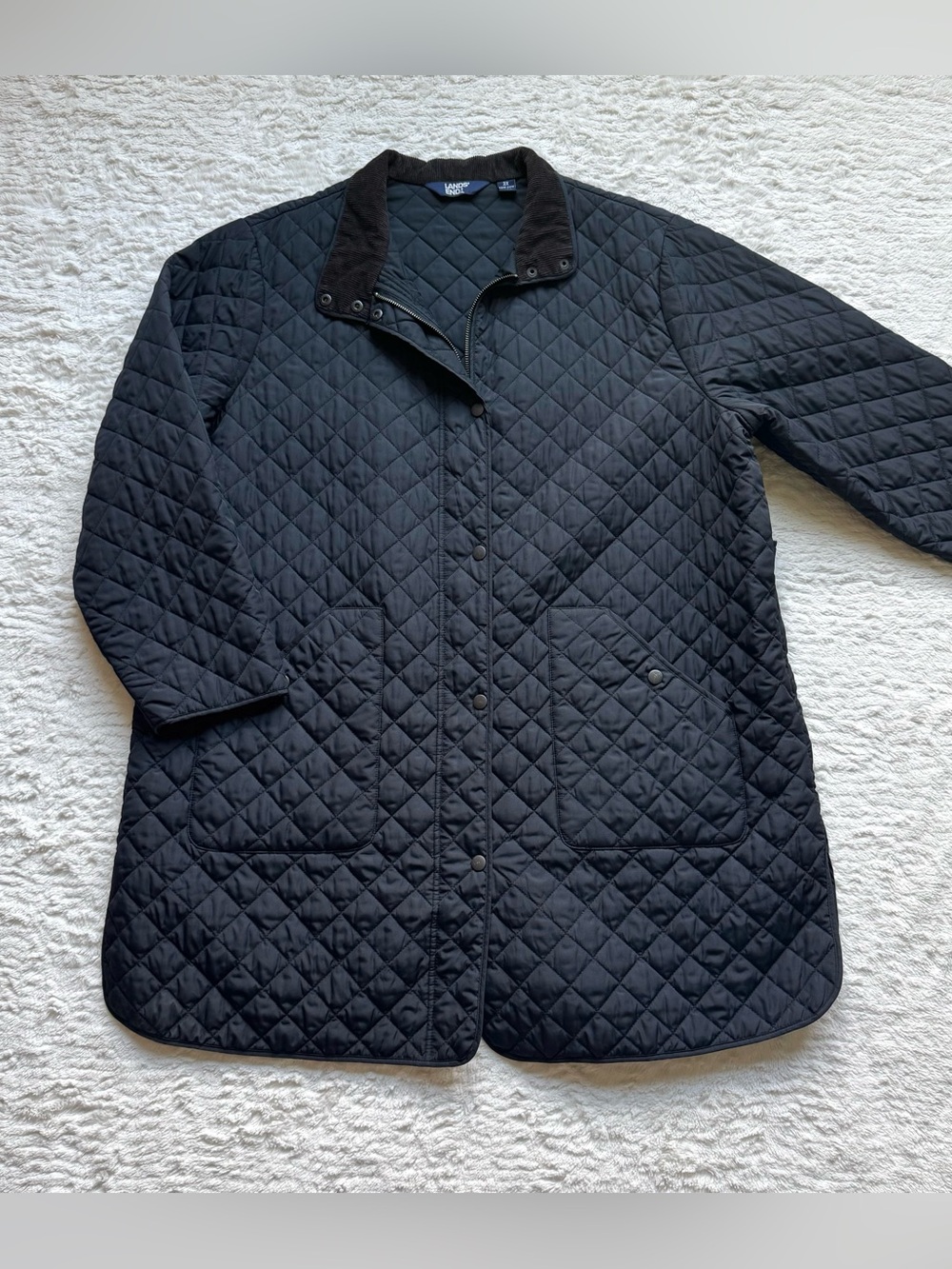 Lands End Quilted Barn Chore Jacket Coat 2X 20W 22W Primaloft Insulated Corduroy